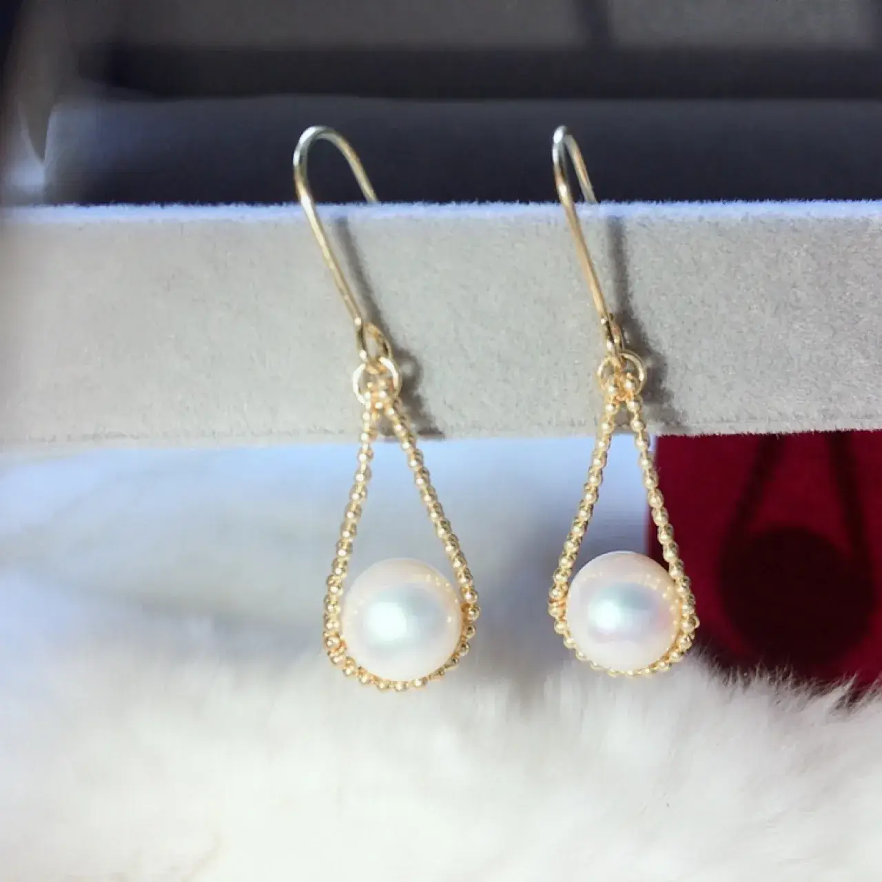 14K Gold Filled Pearl Teardrop Earrings - Image 3