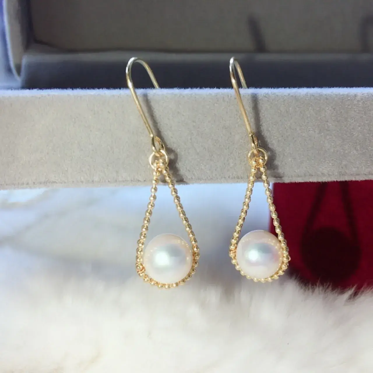 14K Gold Filled Pearl Teardrop Earrings - Image 4