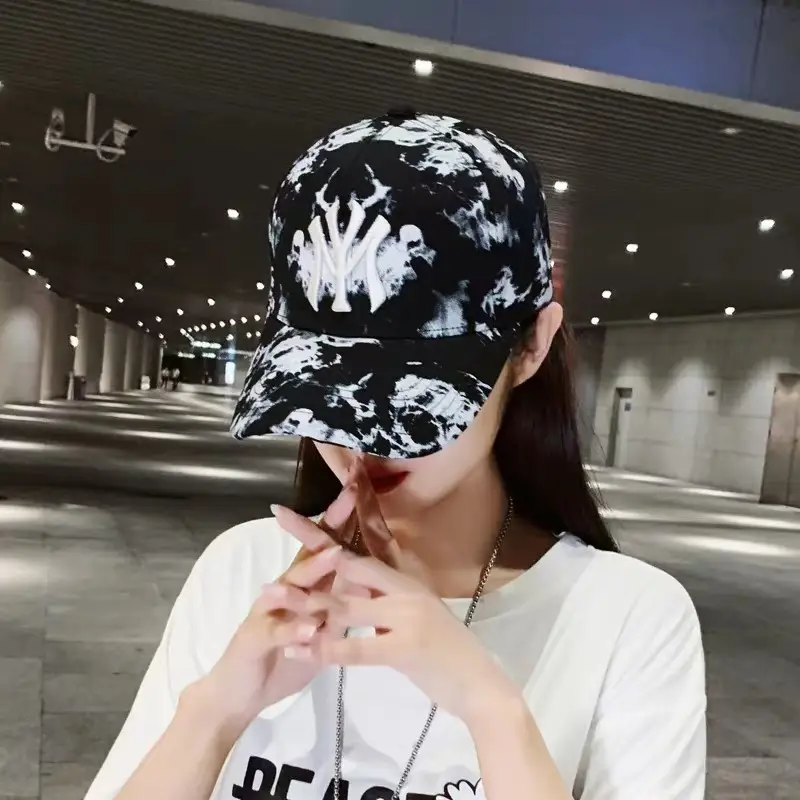 Men's Black White Graphic Baseball Cap Large Bristle - Image 4