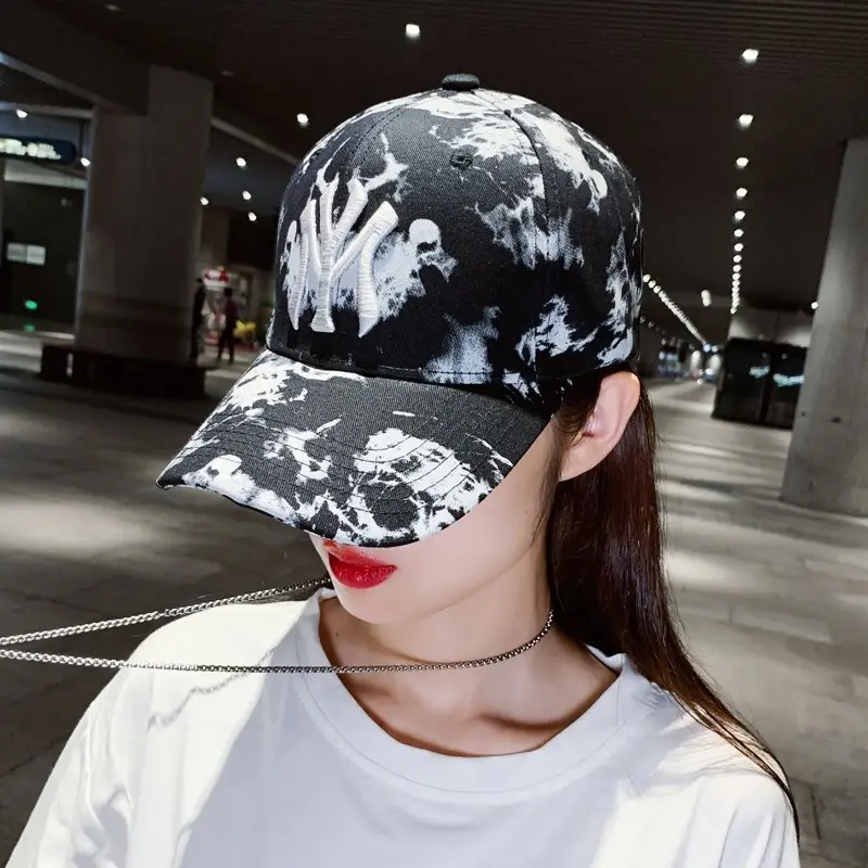 Men's Black White Graphic Baseball Cap Large Bristle - Image 5