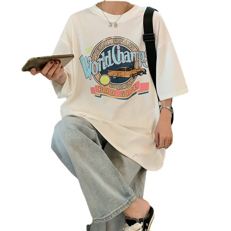 Women Summer T-Shirt White Harajuku Style Loose Fit - Image 6