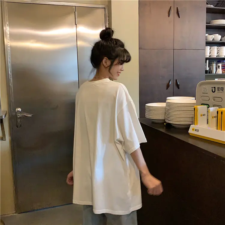 Women Summer T-Shirt White Harajuku Style Loose Fit — feature 25