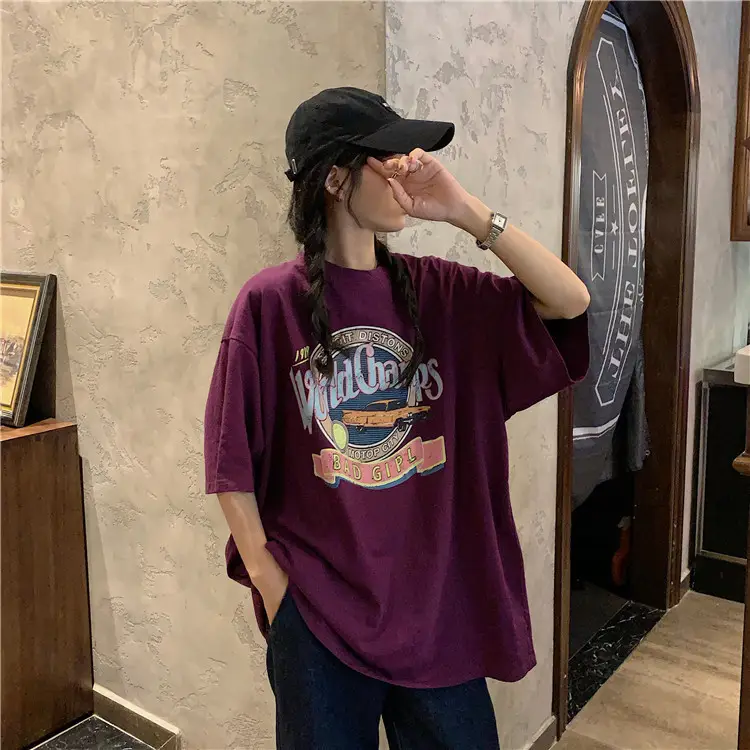Women Summer T-Shirt White Harajuku Style Loose Fit — feature 29