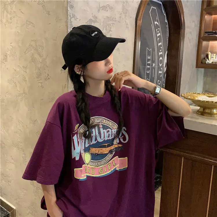 Women Summer T-Shirt White Harajuku Style Loose Fit — feature 31