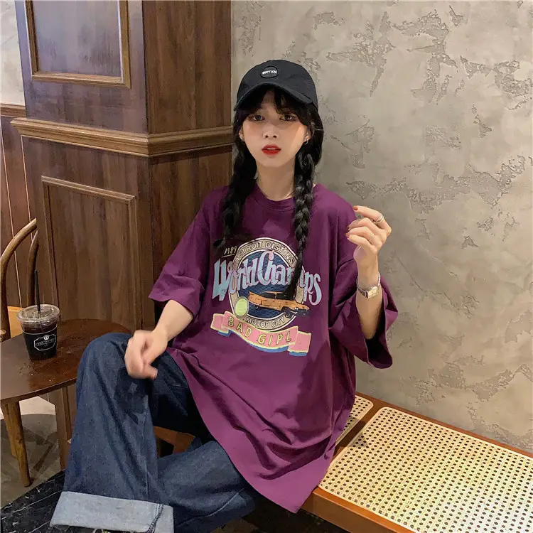 Women Summer T-Shirt White Harajuku Style Loose Fit — feature 39