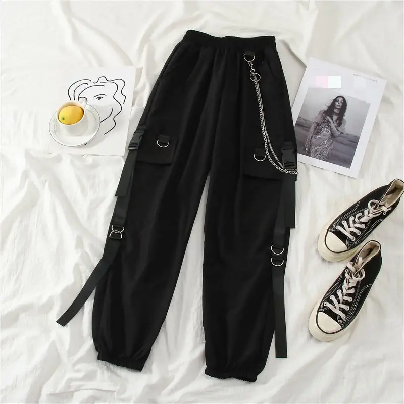 Black Loose-Waist Streetwear Pants for Women Spring Autumn — feature 5