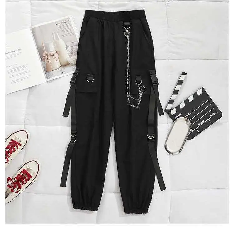 Black Loose-Waist Streetwear Pants for Women Spring Autumn - Image 4