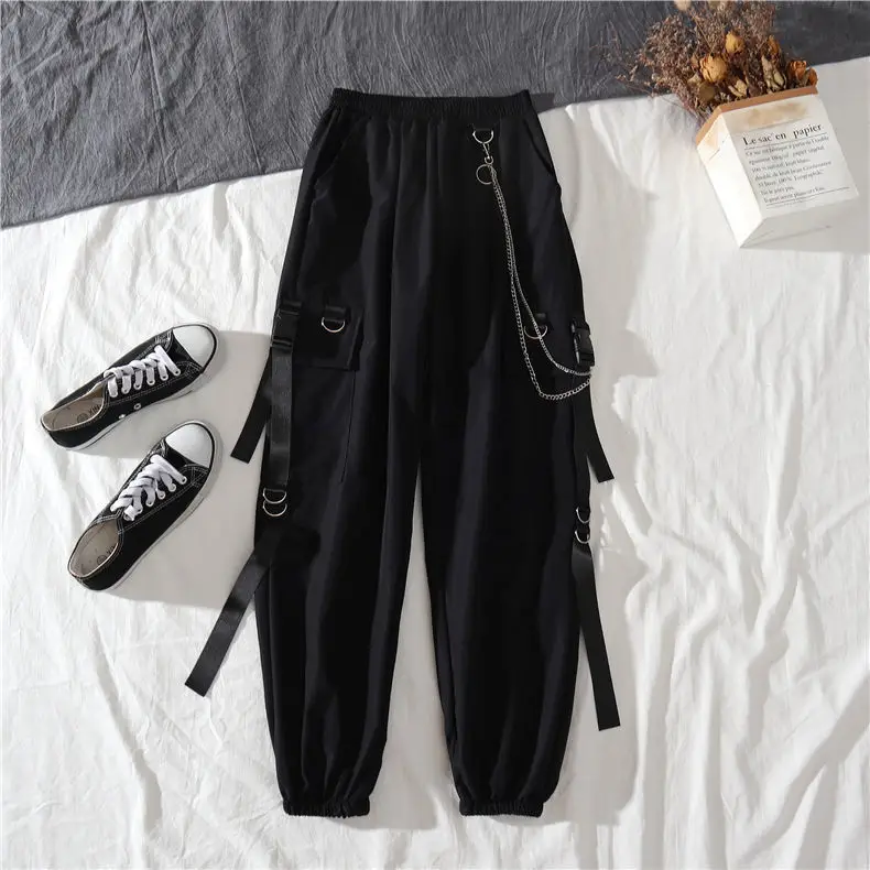 Black Loose-Waist Streetwear Pants for Women Spring Autumn — feature 10