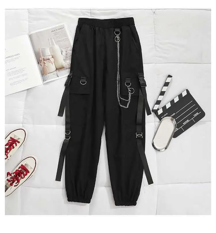 Black Loose-Waist Streetwear Pants for Women Spring Autumn — feature 11