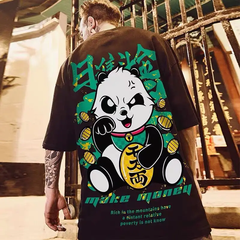 Men Cartoon Print T-Shirt Loose Fit White - Image 6