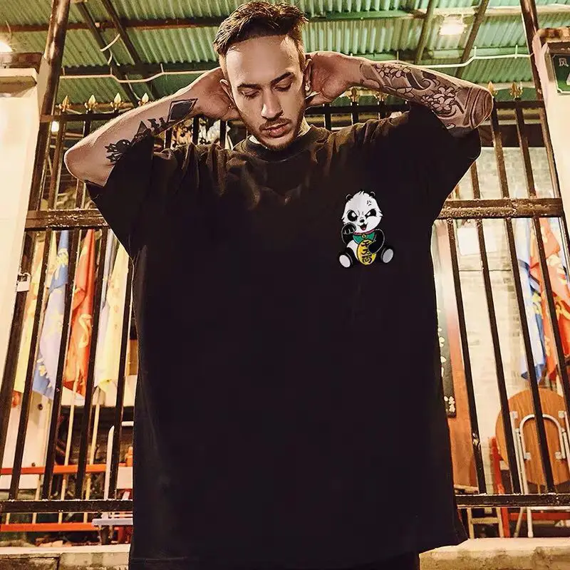 Men Cartoon Print T-Shirt Loose Fit White - Image 7