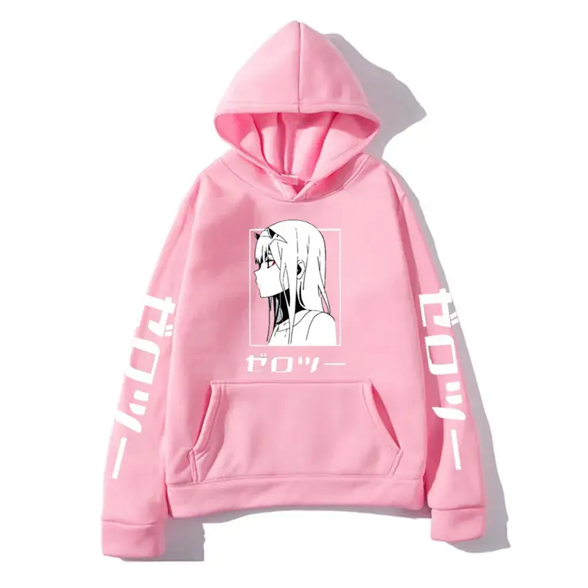 Pink Hoodie with "Dark in The FRANXX" Print