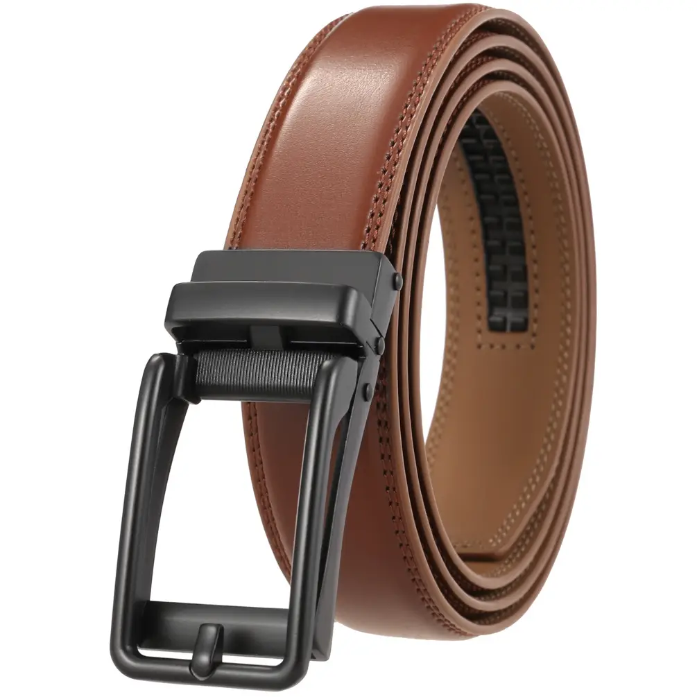 Men's Black Leather Belt with Silver Buckle - Image 6