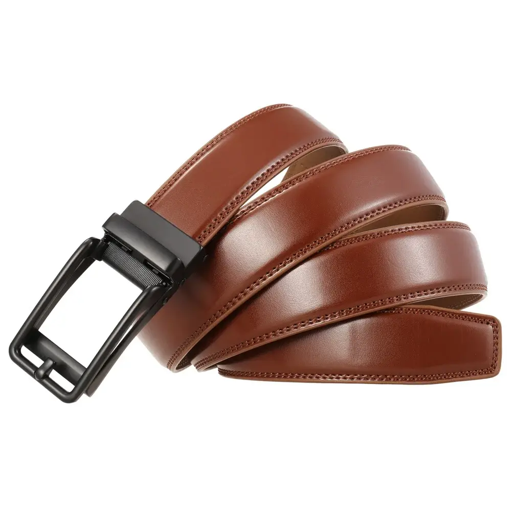 Men's Black Leather Belt with Silver Buckle — feature 13