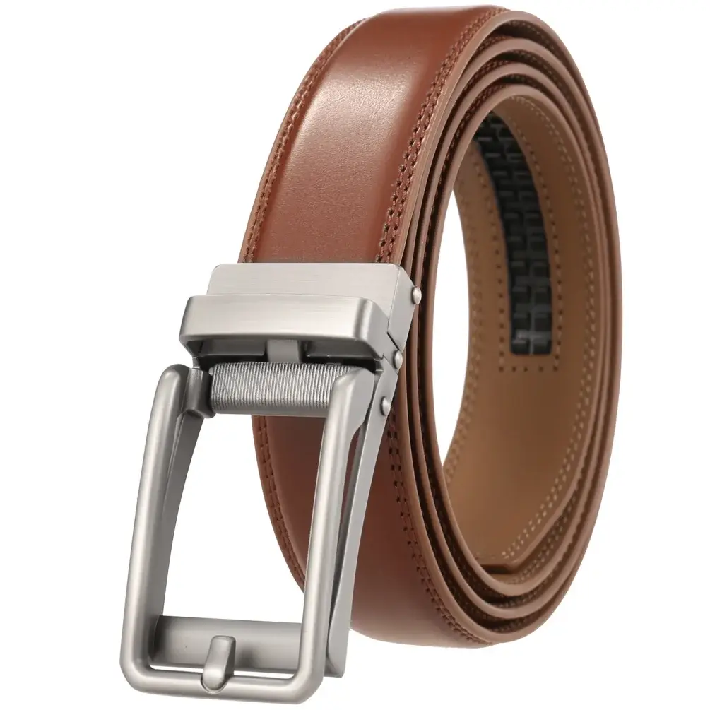 Men's Black Leather Belt with Silver Buckle — feature 16