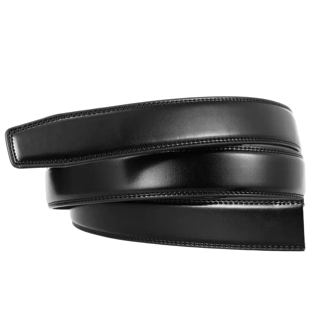 Men's Black Leather Belt with Silver Buckle — feature 23