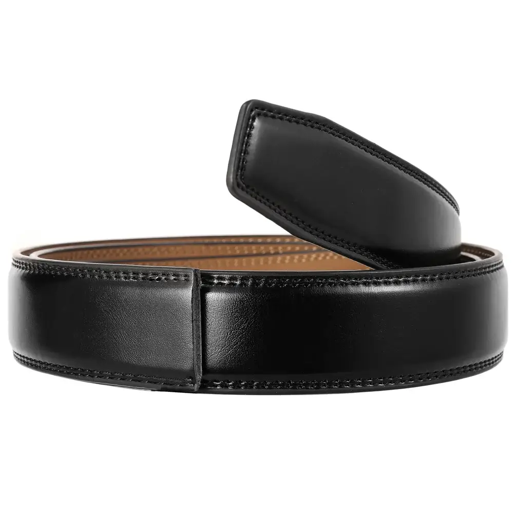 Men's Black Leather Belt with Silver Buckle — feature 25