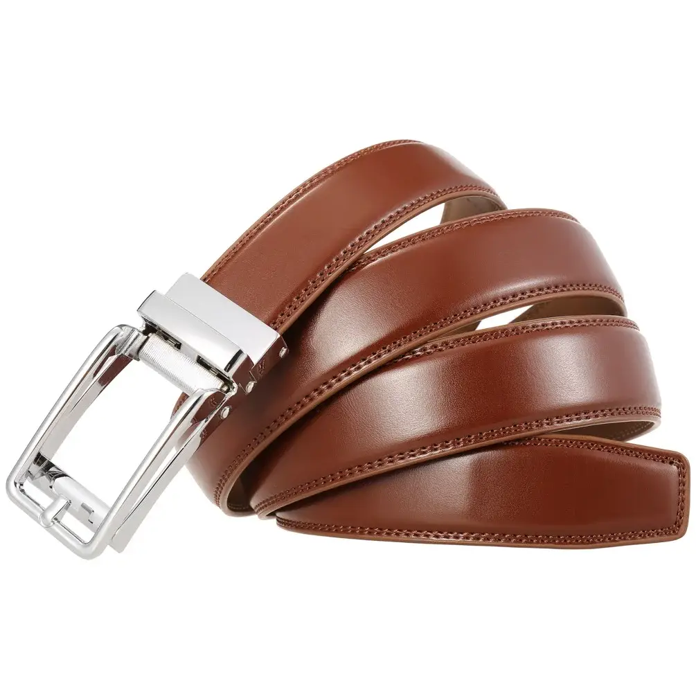 Men's Black Leather Belt with Silver Buckle — feature 5