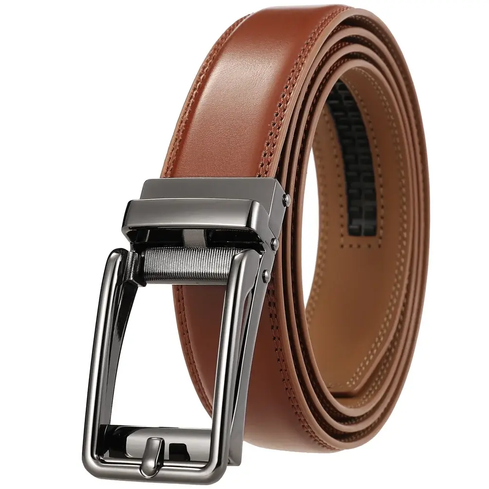 Men's Black Leather Belt with Silver Buckle — feature 8