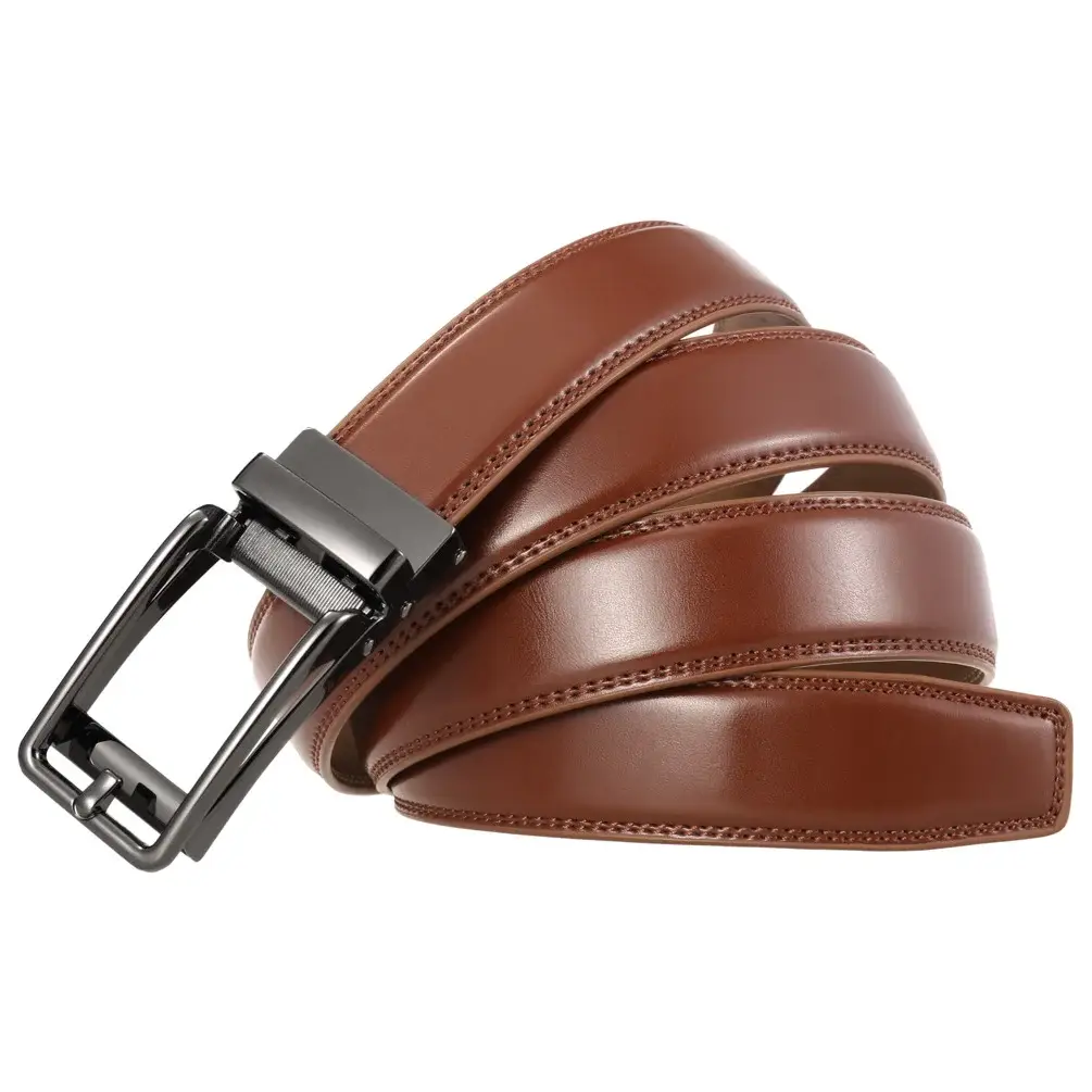 Men's Black Leather Belt with Silver Buckle — feature 9