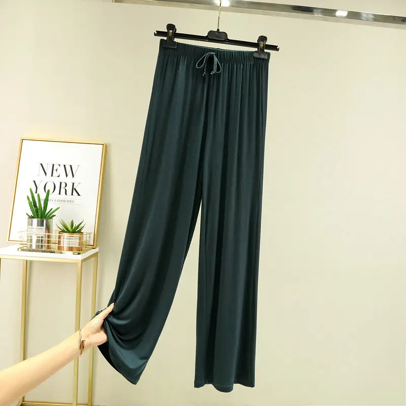 Modal Wide Leg Pajama Pants Brown Summer 2023