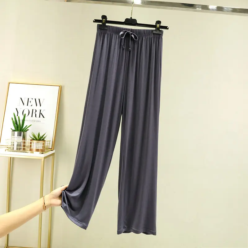 Modal Wide Leg Pajama Pants Brown Summer 2023