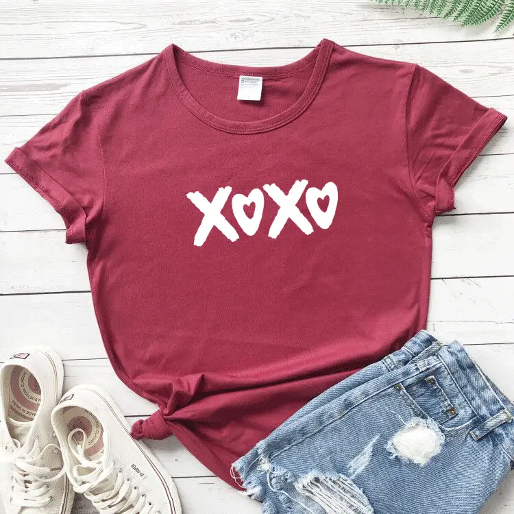 XOXO Love Letter T-Shirt Maroon Short Sleeve - Image 7