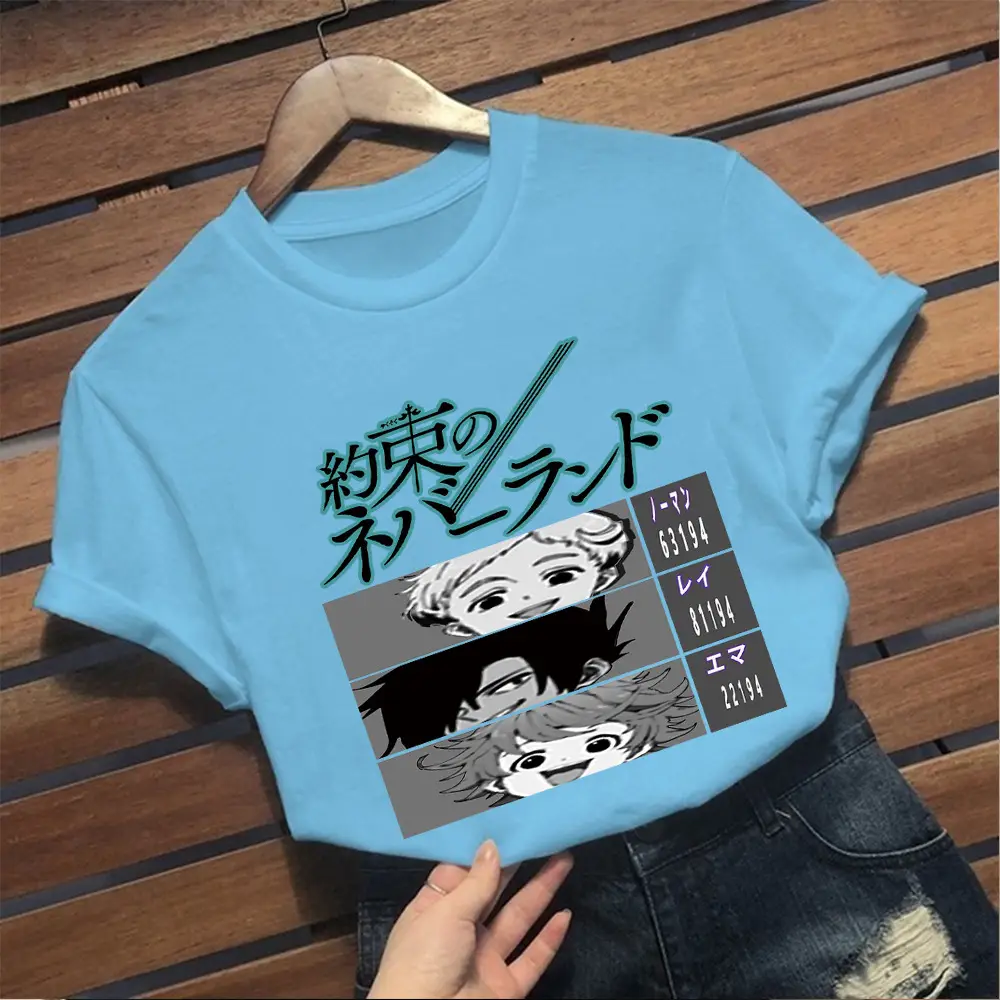 Men's Blue Promised Neverland Graphic T-Shirt Short Sleeve