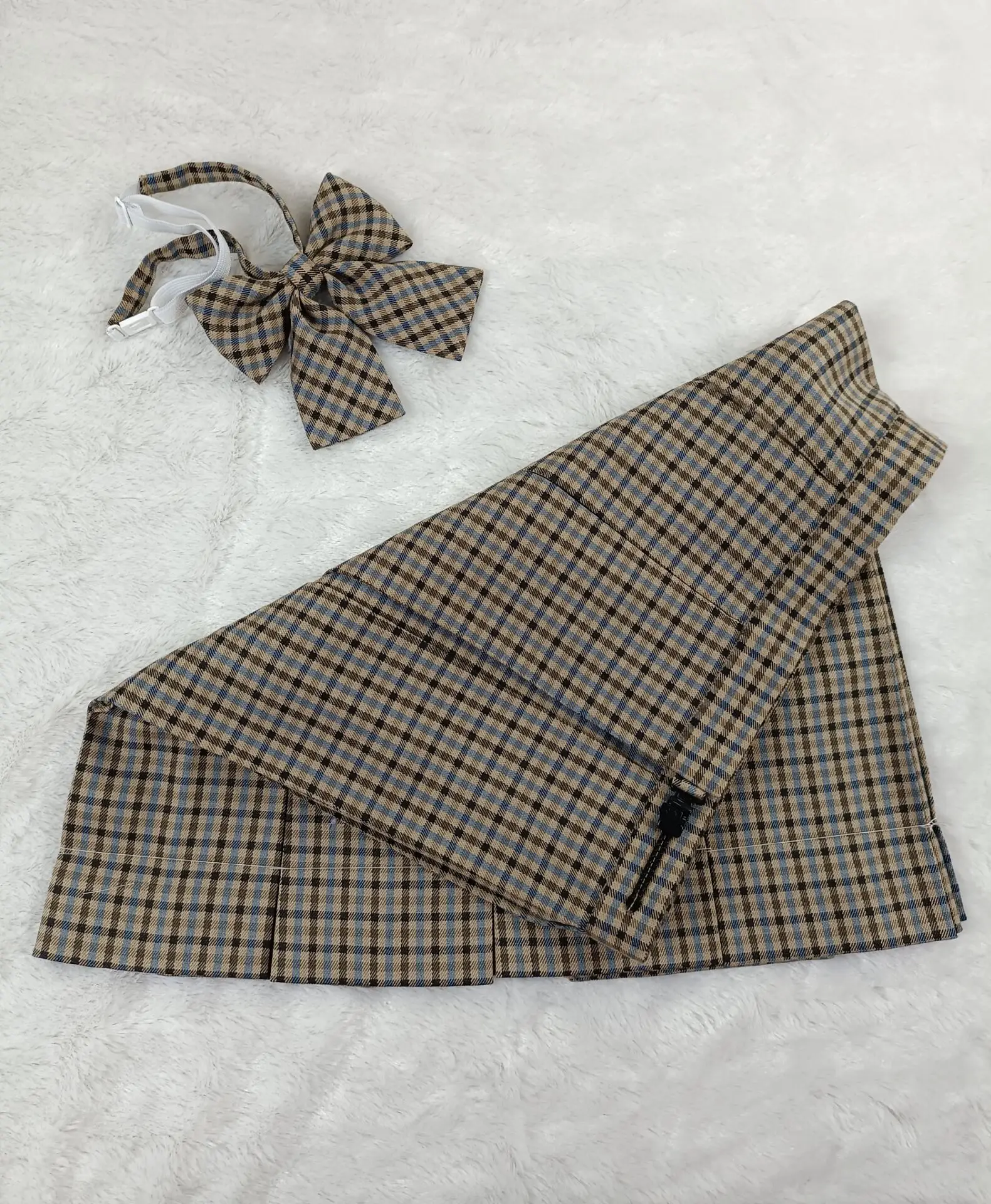 Japanese Orthodox JK Uniform Lattice Skirt with Bow - Image 7