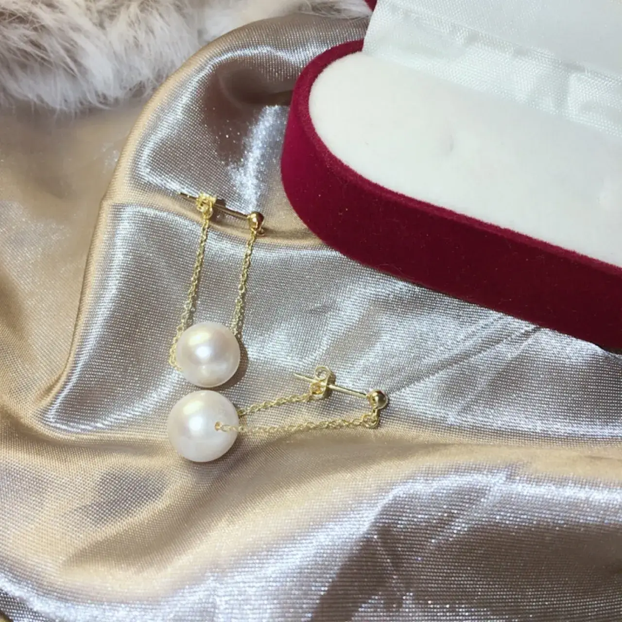 10-11mm Flaw Pearl Earrings French Chain Design 925 Silver - Image 3