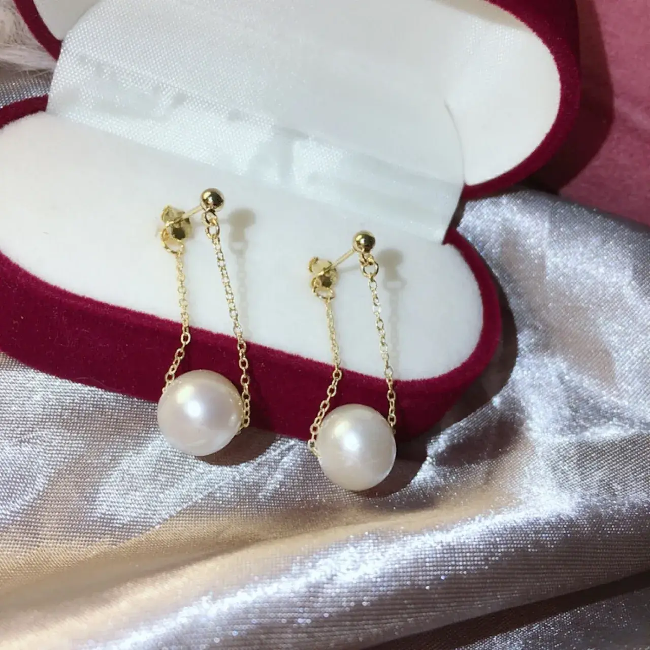 10-11mm Flaw Pearl Earrings French Chain Design 925 Silver - Image 5