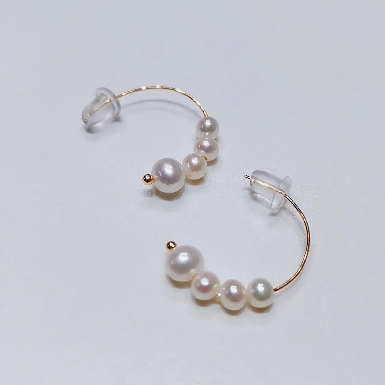 3-4 Pearl Earrings 14K Gold Cold Style Elegant - Image 5