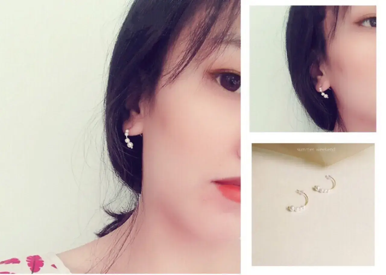 3-4 Pearl Earrings 14K Gold Cold Style Elegant — feature 7