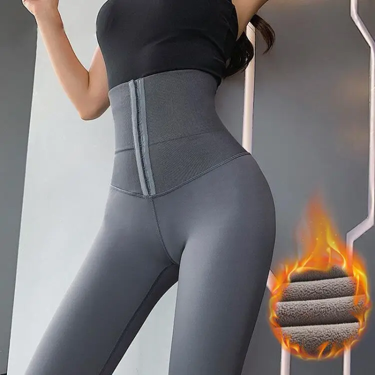 Women's Fleece Lined High Waist Yoga Pants Pink