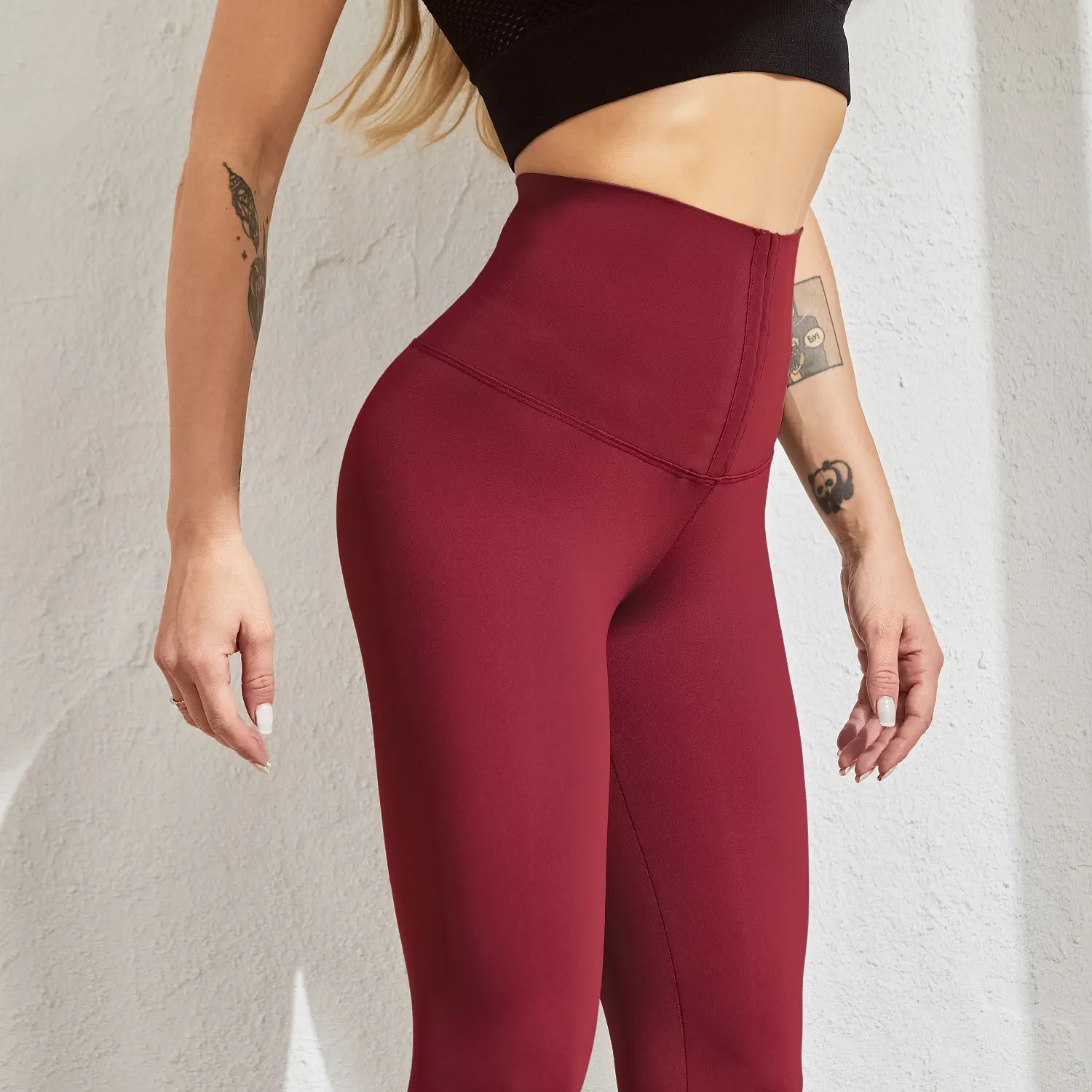 Women's Fleece Lined High Waist Yoga Pants Pink — feature 5
