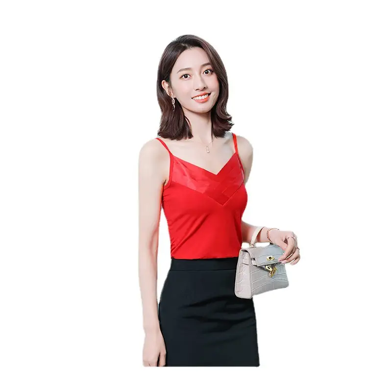 Women's Red Pleated V-Neck V-Shorts Set - Image 11
