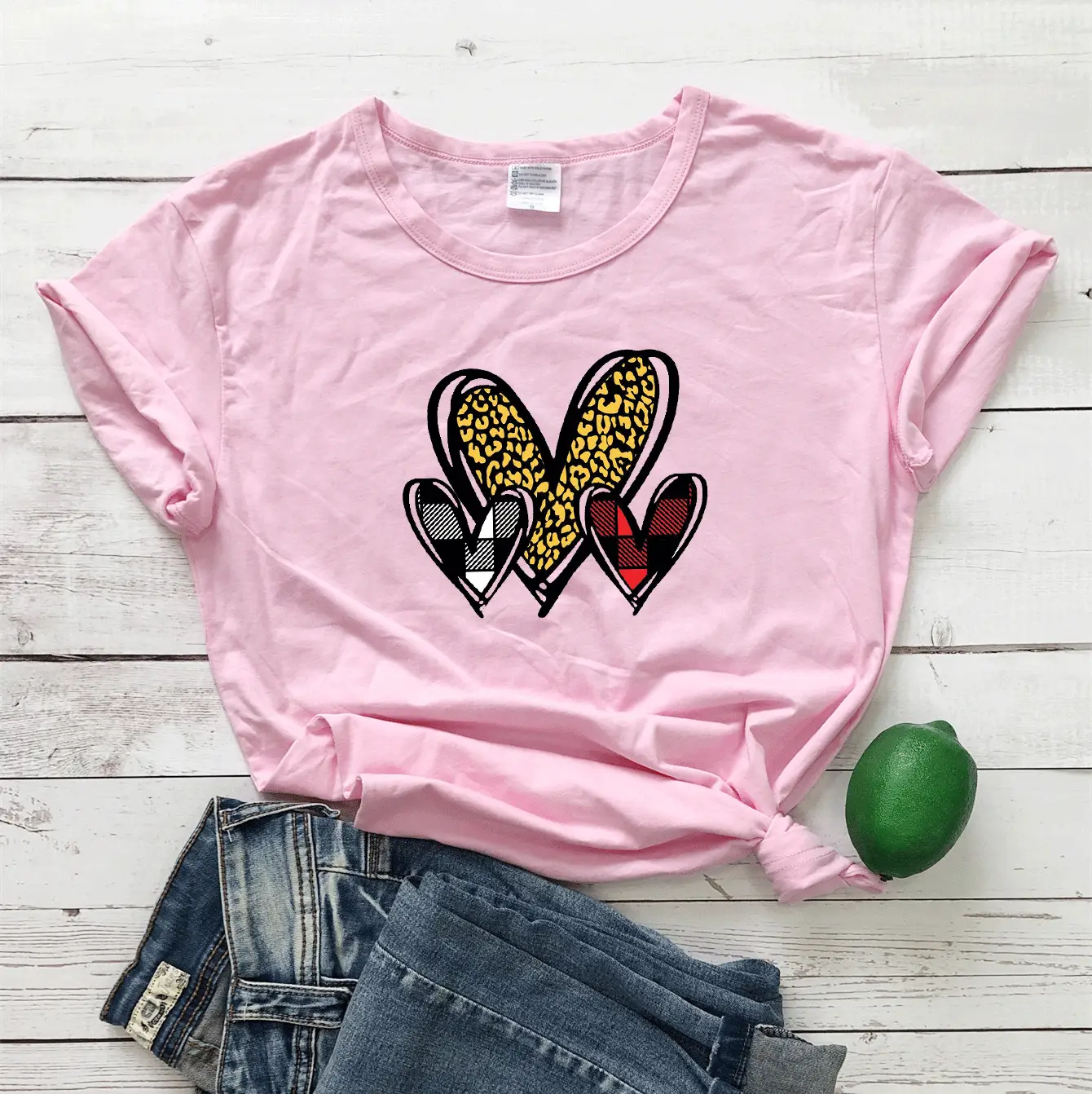 Red Heart Print T-Shirt for Women Valentine's Day - Image 6