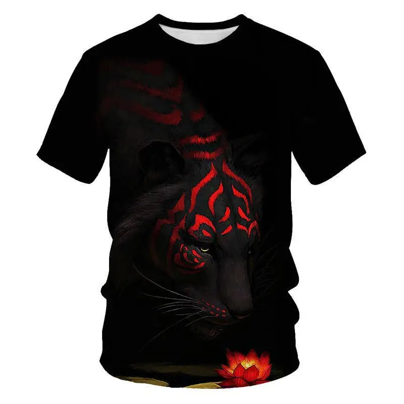 Men 3D Bee Print T-Shirt Grey Short Sleeve