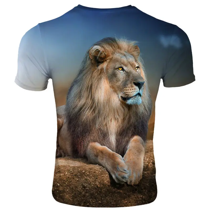 Men 3D Bee Print T-Shirt Grey Short Sleeve — feature 14