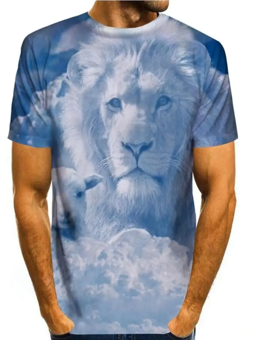 Men 3D Bee Print T-Shirt Grey Short Sleeve