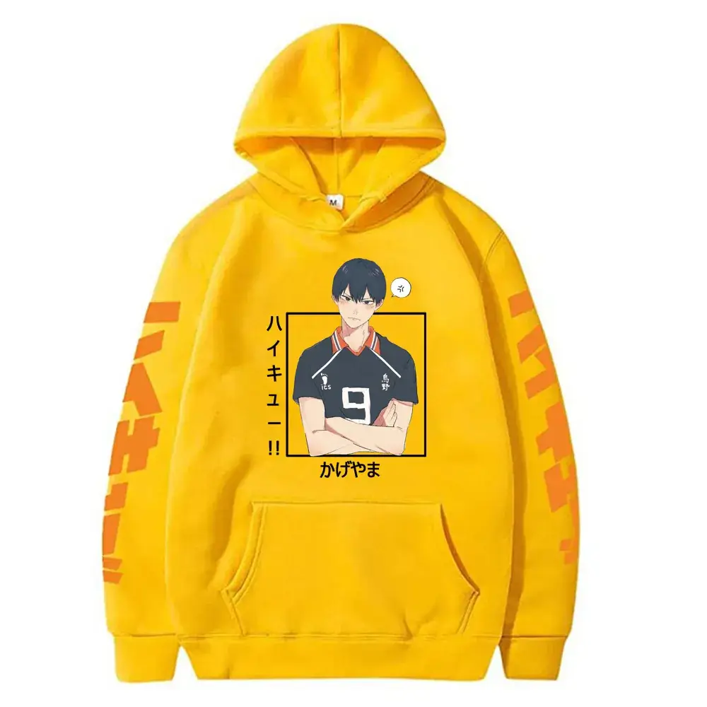 Haikyuu Kageyama Hoodie Men Yellow Karasuno Volleyball