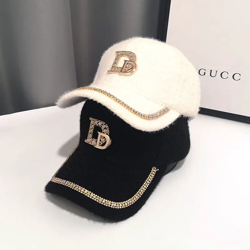 Golden D-Braceled Fur Cap for Girls Winter