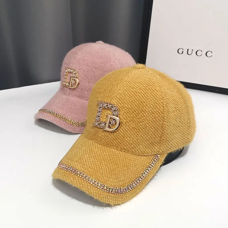Golden D-Braceled Fur Cap for Girls Winter