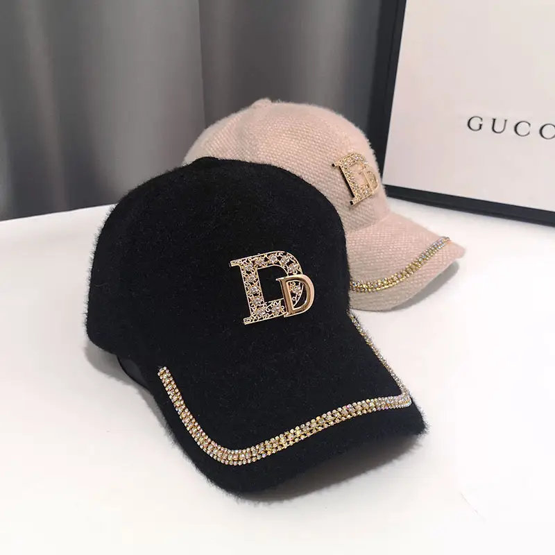 Golden D-Braceled Fur Cap for Girls Winter