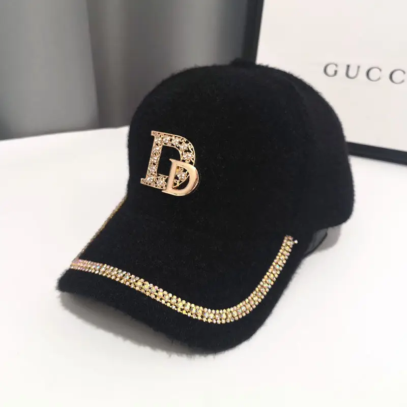 Golden D-Braceled Fur Cap for Girls Winter