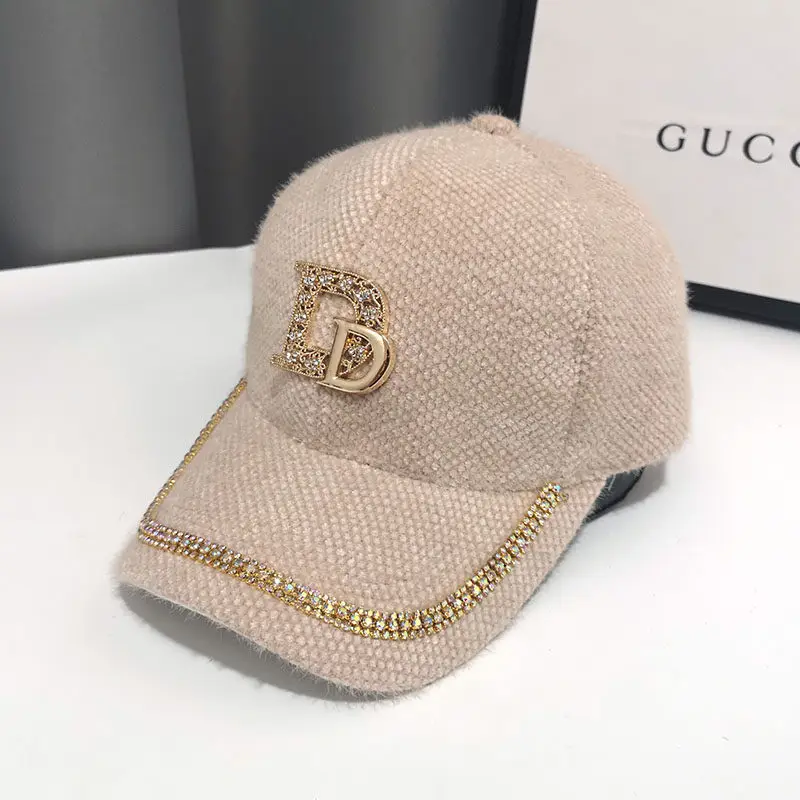 Golden D-Braceled Fur Cap for Girls Winter