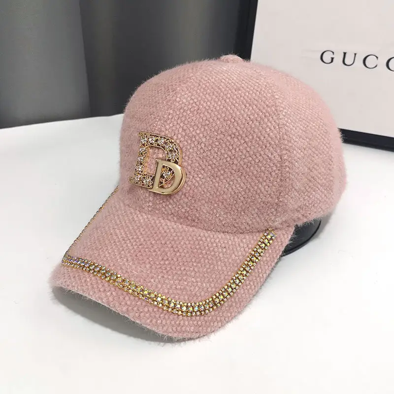 Golden D-Braceled Fur Cap for Girls Winter