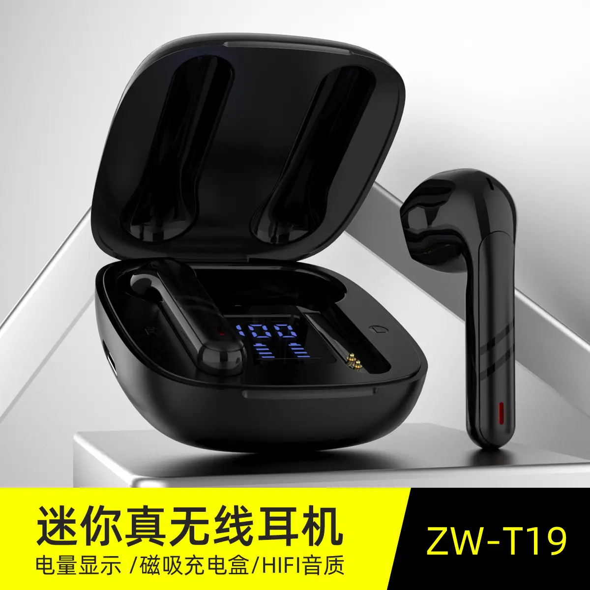Pink Mini TWS Bluetooth Headset with Digital Display - Image 5