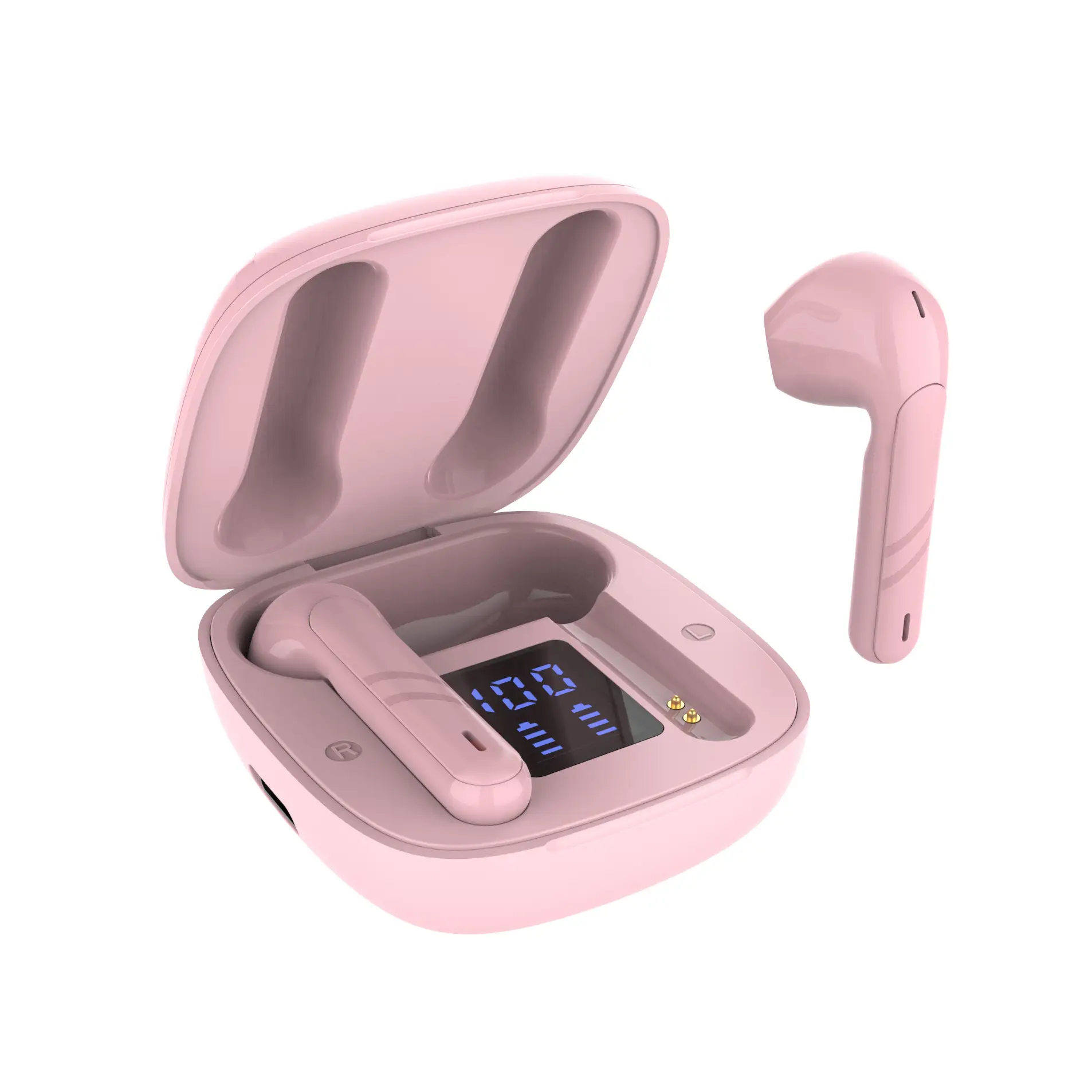 Pink Mini TWS Bluetooth Headset with Digital Display - Image 3