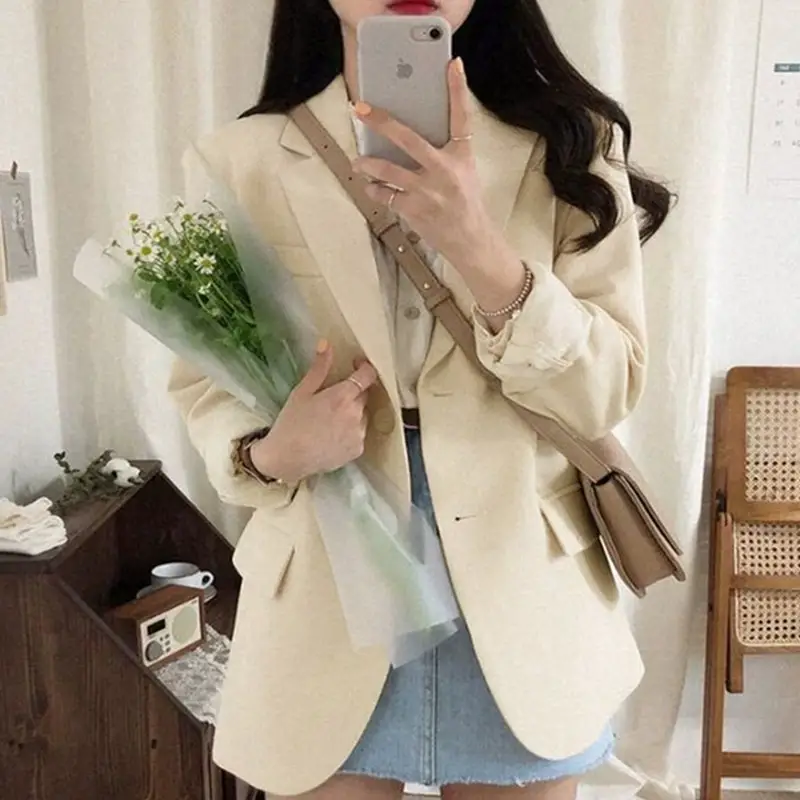 2026 Korean Style Petite Off-White Blazer Women - Image 8